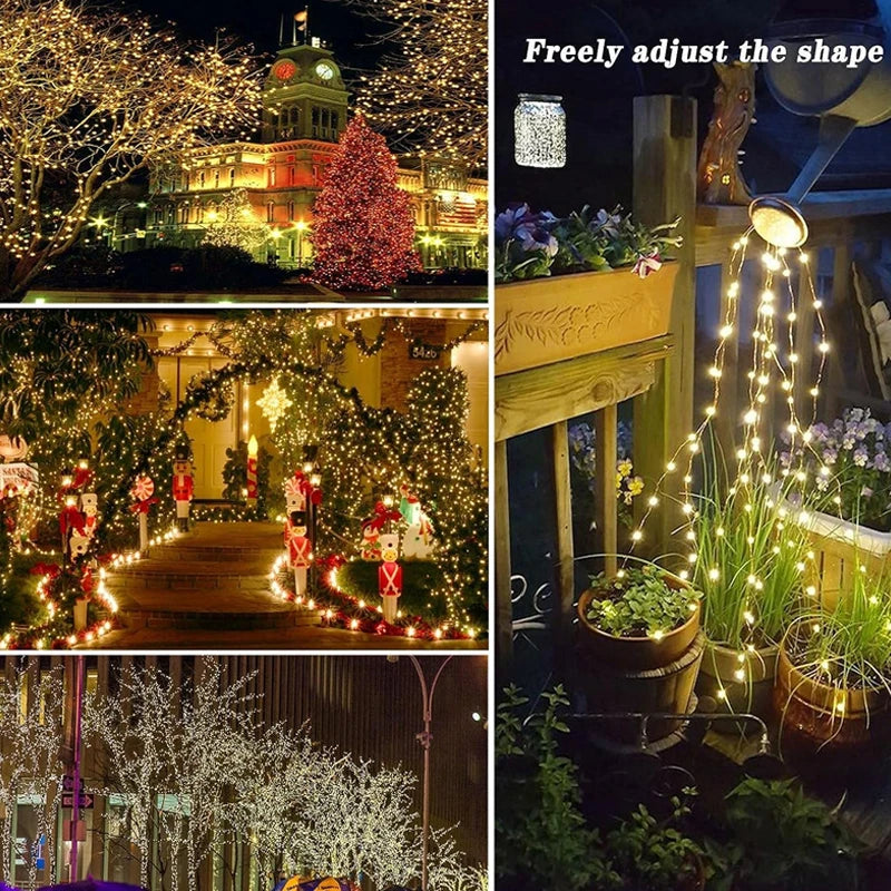 2pcs Solar String Fairy Lights Outdoor Path Garlands Lamp Patio Waterproof Christmas Wedding Street Lights 100/300LED