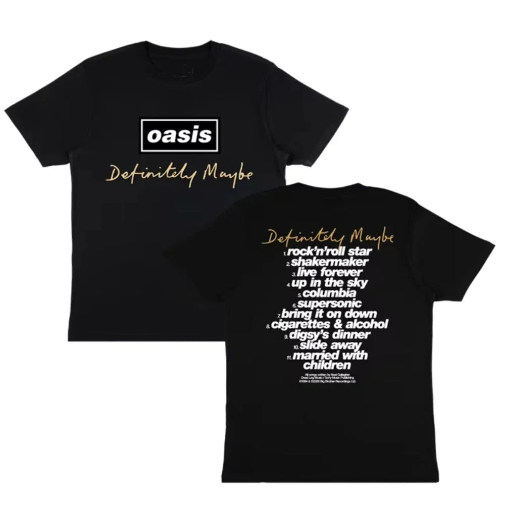 2025 Oasis Hot Sale Men Women Short Sleeve T Shirt Fashion Print Brand Tshirt Summer Classic Cotton T-Shirt Unisex Clothes Tee