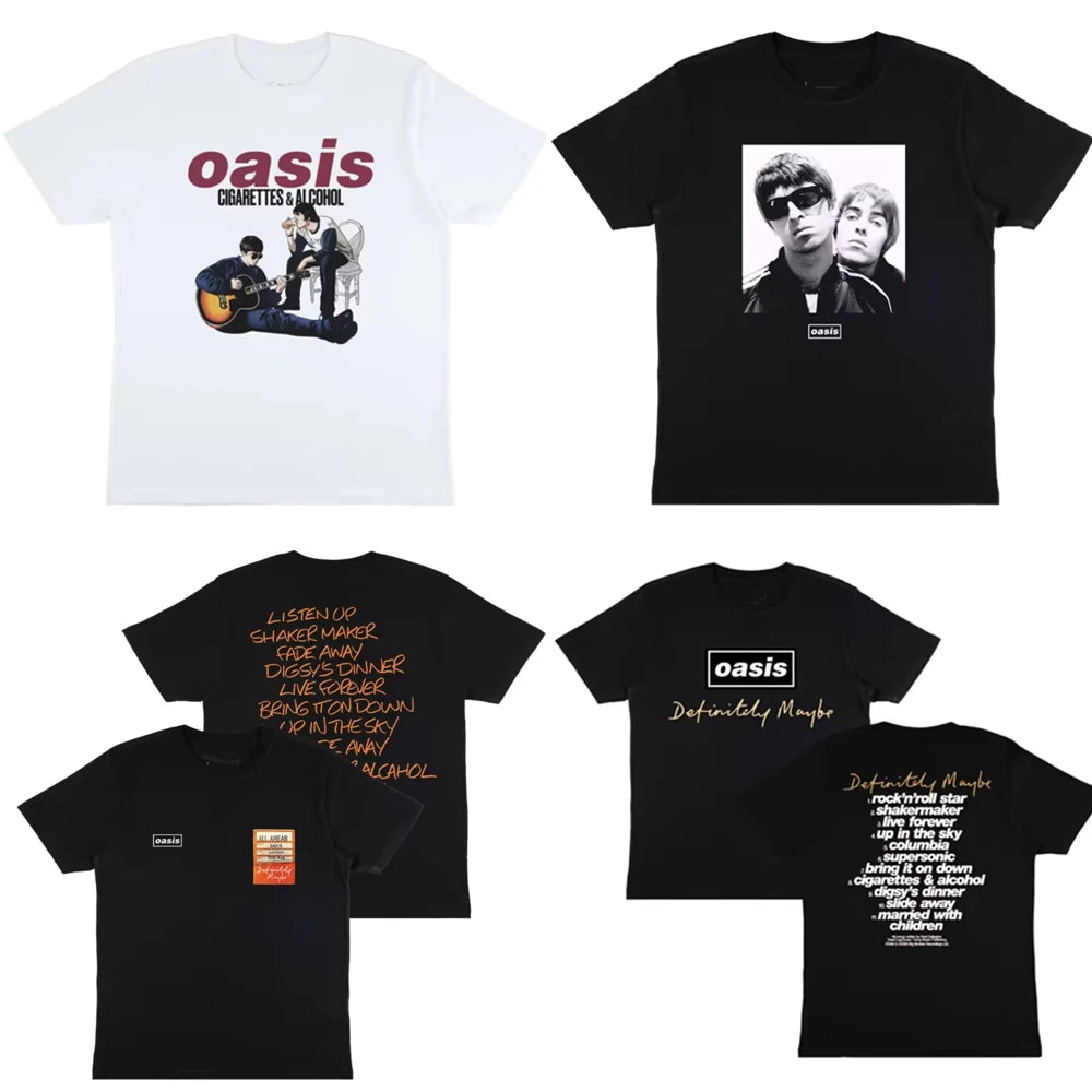 2025 Oasis Hot Sale Men Women Short Sleeve T Shirt Fashion Print Brand Tshirt Summer Classic Cotton T-Shirt Unisex Clothes Tee
